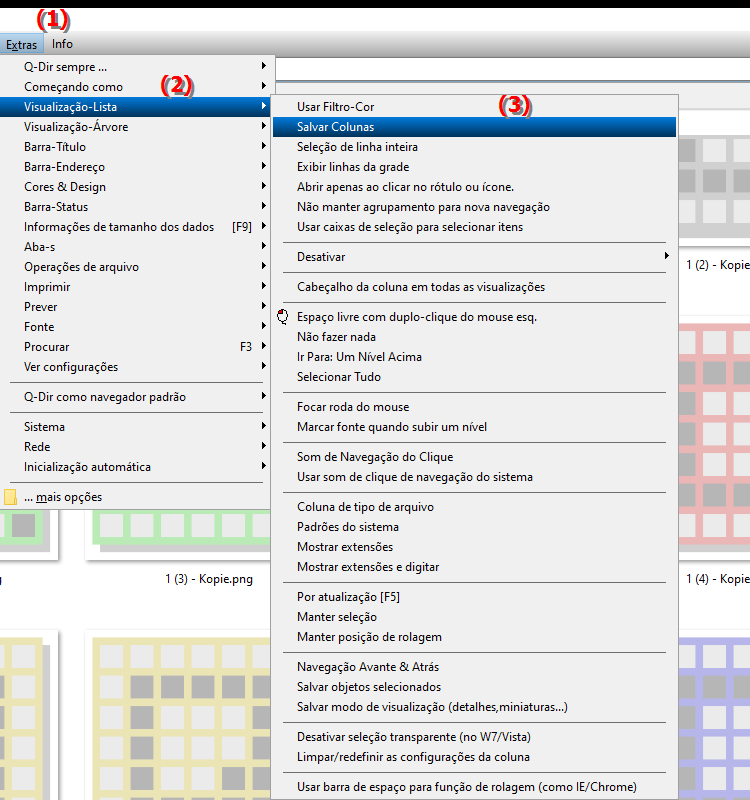 Como faço para salvar as configurações da coluna do modo de exibição de lista